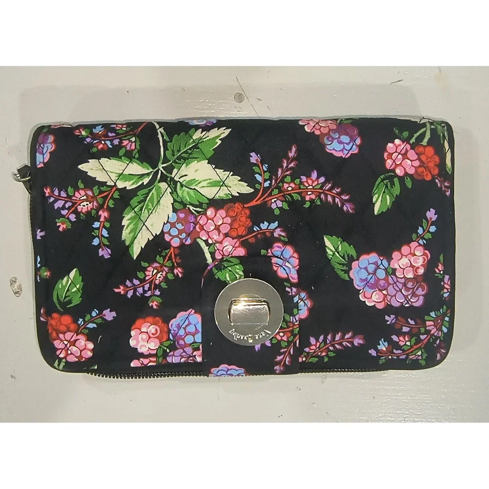 Vera Bradley Winter Berry 3pc Set Crossbody Bag Turnlock Wallet Cosmetic Pouch
